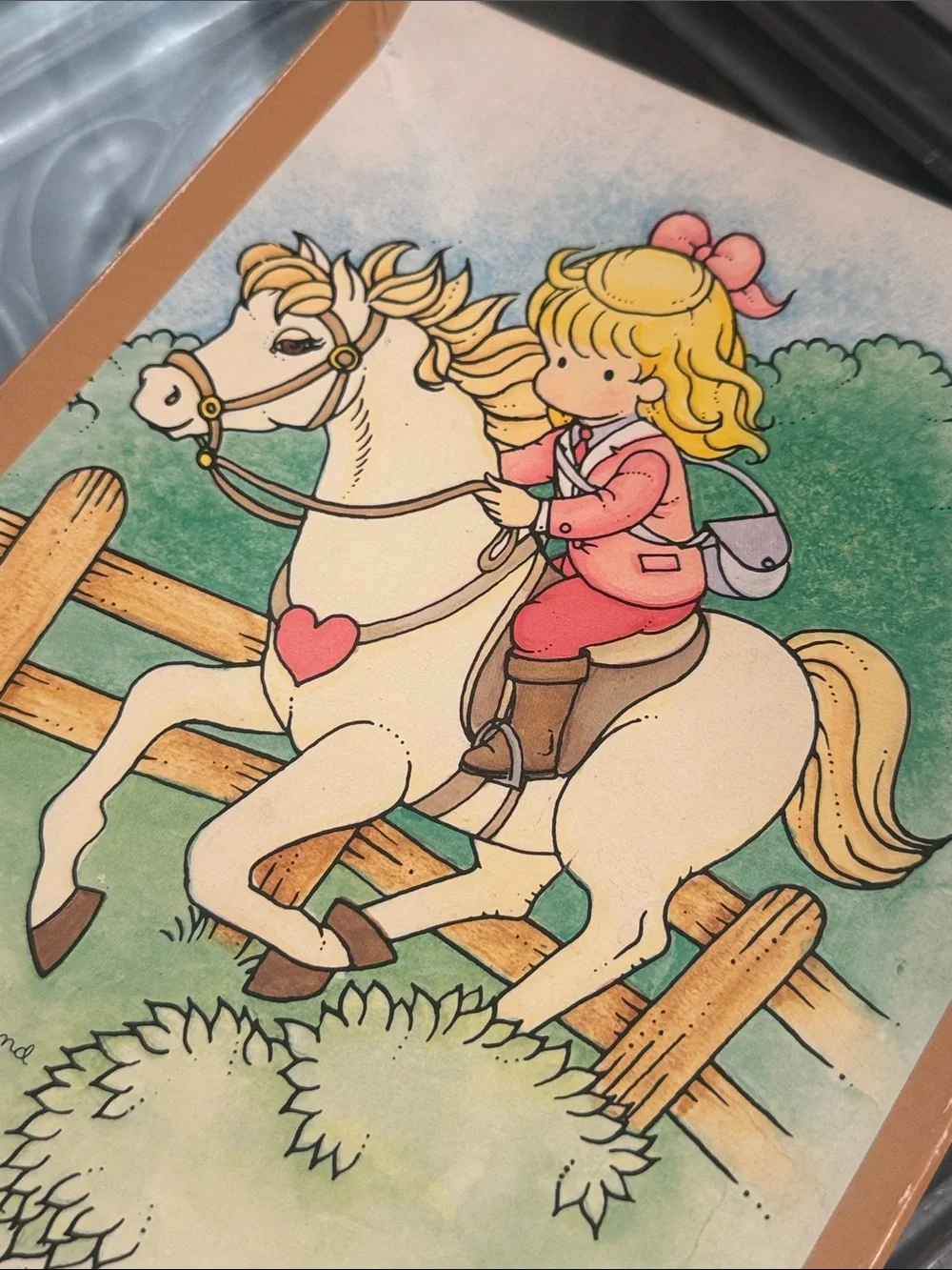 Vintage 1989 Joan Walsh Anglund 25 Piece Puzzle Fancy Free Horse Girl Cute